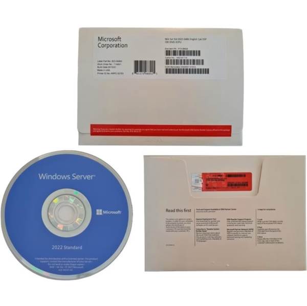 Windows Server 2022 Standard OEM 64 Bits - DVD Mídia Física